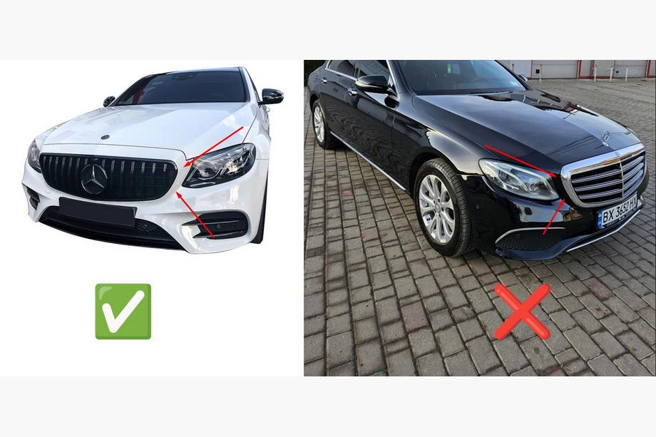 Mercedes E-class W213 2016-2023 гг. Передняя решетка Diamond Silver (для Avantgarde/AMG-Line/E43 AMG/E53 AMG 2016-2020) С местом под камеру Фото 5