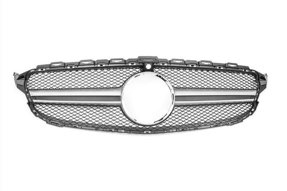 Mercedes C-class W205 2014-2021 гг. Передняя решетка AMG Silver (для Avantgarde/AMG-Line/C43 AMG) 2018+, с камерой Фото 2