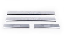 Daewoo Lanos 1998-2017 гг. Накладки на пороги нержавейка Carmos V2 (4 шт) фото 2