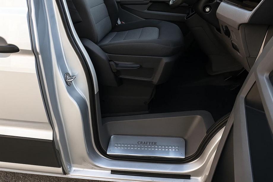 Volkswagen Crafter 2006-2016 гг. Накладки на внутренние пороги (Carmos V1) 3 шт, Carmos - турецкая сталь Image