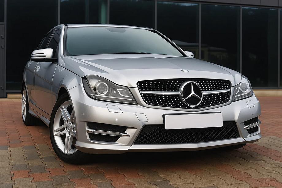 Mercedes C-class W204 2007-2015 гг. Передняя решетка Diamond Silver Image