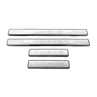 Накладки на пороги Libao (4 шт, нержавейка) Skoda Octavia II A5 2006-2010 гг. фото 2