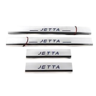 Накладки на пороги Carmos V2 (4 шт, нержавейка) Volkswagen Jetta 2011-2018 гг. фото 2