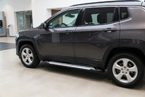 Jeep Compass 2016- гг. Боковые пороги Allmond Grey (2 шт., алюминий) фото 1