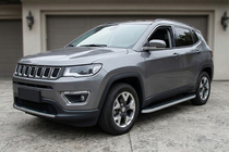 Jeep Compass 2016- гг. Боковые Подножки Tayga Grey (2 шт., Алюминий) фото 1