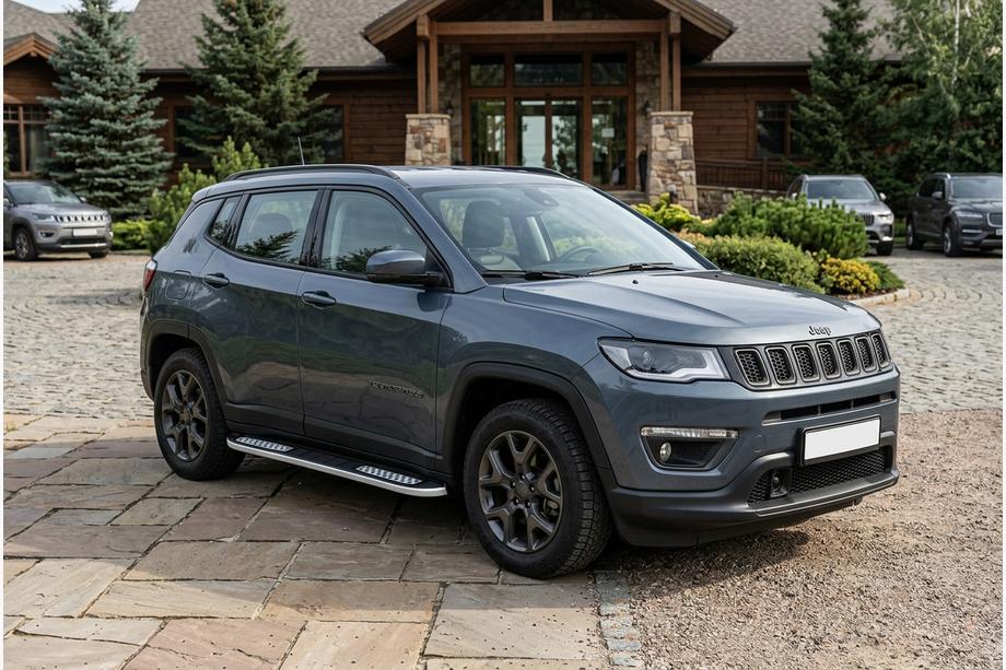 Jeep Compass 2016- гг. Боковые Подножки Tayga V2 (2 шт., Алюминий) Image