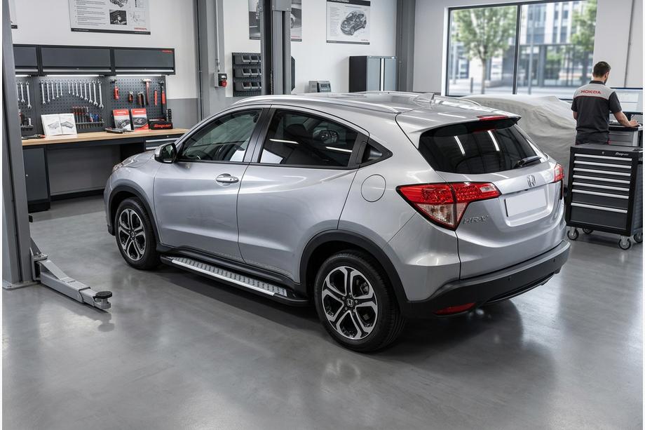 Honda HR-V 2014-2021 гг. Боковые пороги Allmond Grey (2 шт., алюминий) Фото 2