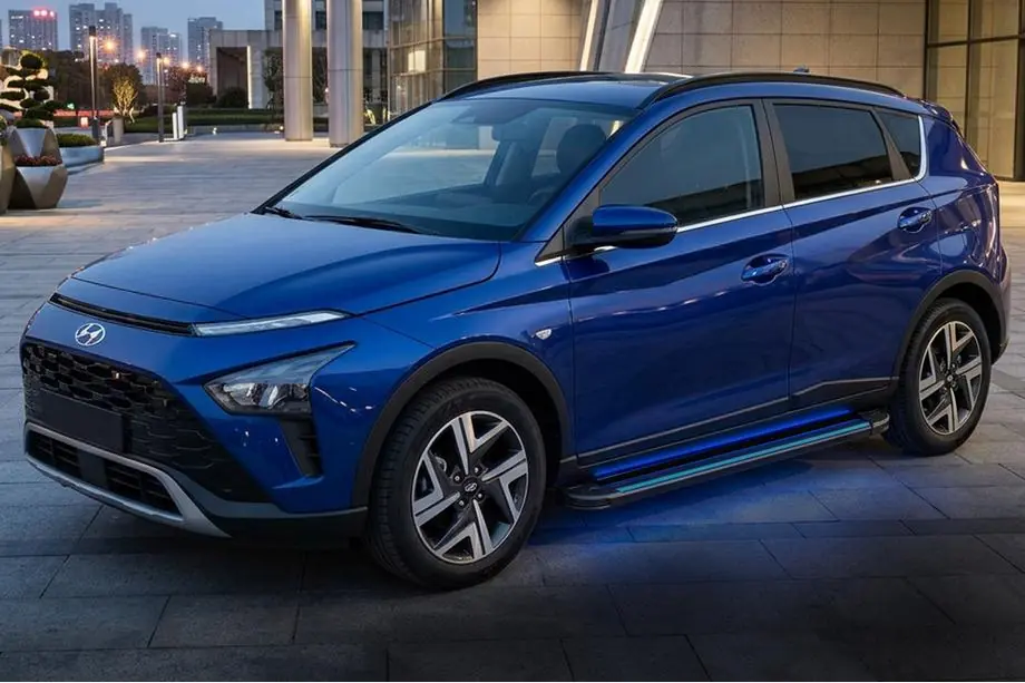 Hyundai Bayon 2021- гг. Боковые Подножки Maya Blue (2 шт., Алюминий) Image