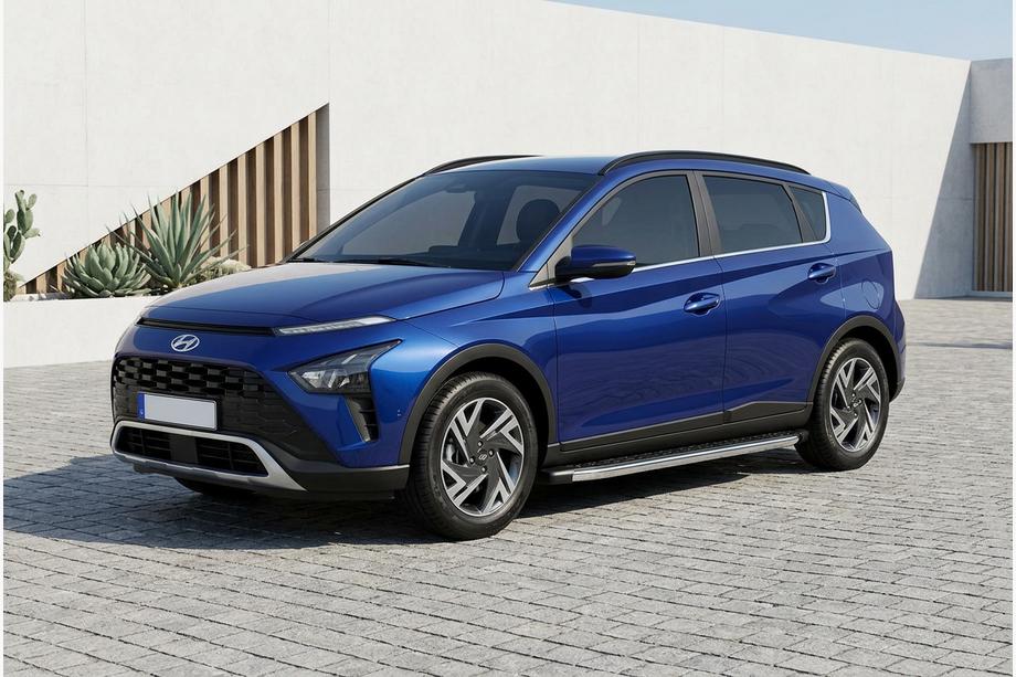 Hyundai Bayon 2021- гг. Боковые Подножки BlackLine (2 шт., Алюминий) Image