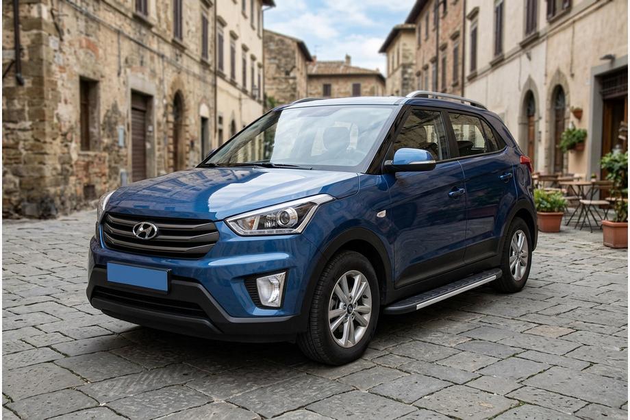 Hyundai Creta 2014-2020 гг. Боковые Подножки Duru (2 шт., Алюминий) Image