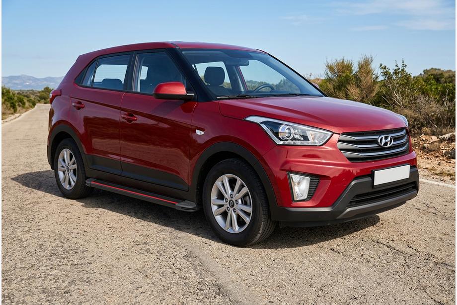 Hyundai Creta 2014-2020 гг. Боковые Подножки Maya Red (2 шт., Алюминий) Image