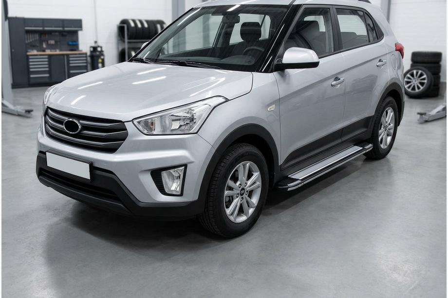 Hyundai Creta 2014-2020 гг. Боковые Подножки Rainbow (2 шт., Алюминий) Фото 1