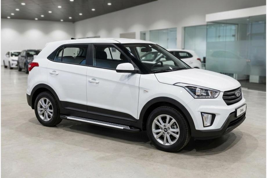 Hyundai Creta 2014-2020 гг. Боковые Подножки Line (2 шт., Алюминий) Image