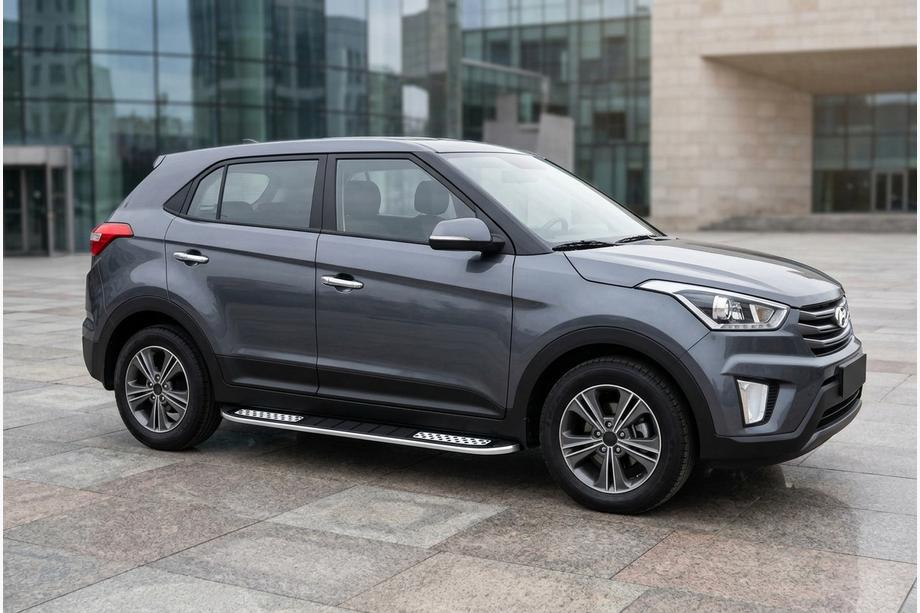 Hyundai Creta 2014-2020 гг. Боковые Подножки Tayga V2 (2 шт., Алюминий) Фото 1