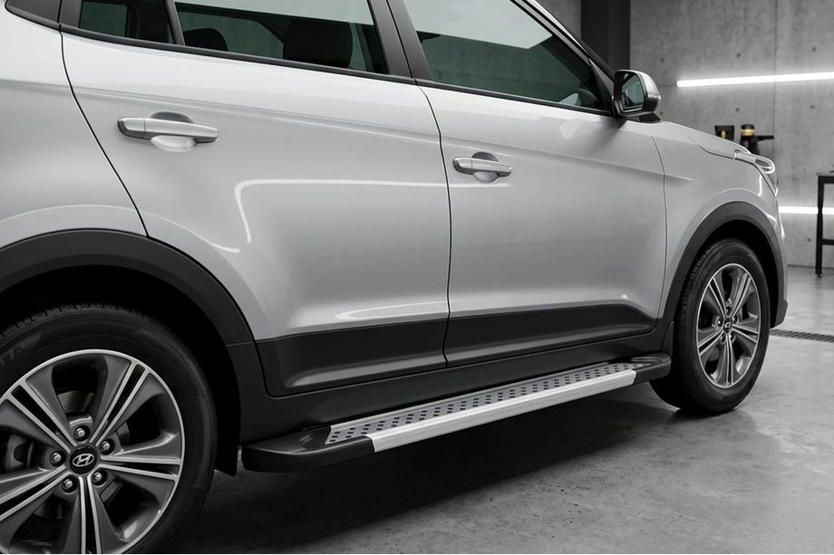 Hyundai Creta 2014-2020 гг. Боковые Подножки Vision New Grey (2 шт., Алюминий) Фото 1
