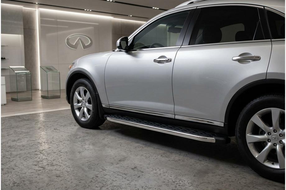 Infiniti FX 2003-2008 гг. Боковые Подножки BlackLine (2 шт., Алюминий) Image