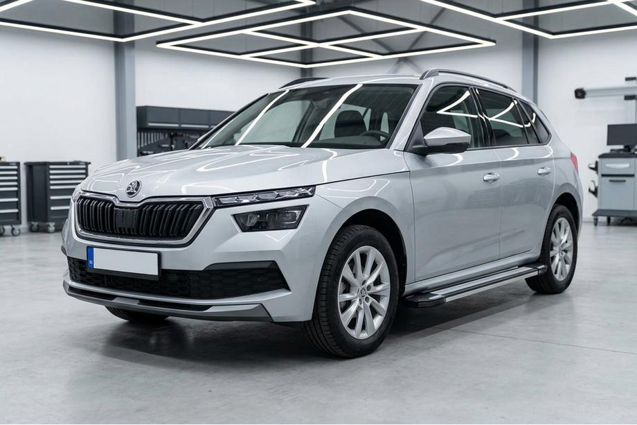Skoda Kamiq 2019- гг. Боковые Подножки Rainbow (2 шт., Алюминий) Image