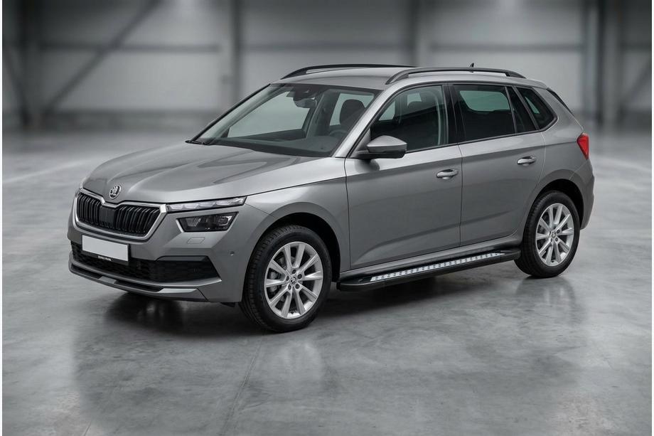 Skoda Kamiq 2019- гг. Боковые Подножки Vision New Black (2 шт., Алюминий) Image