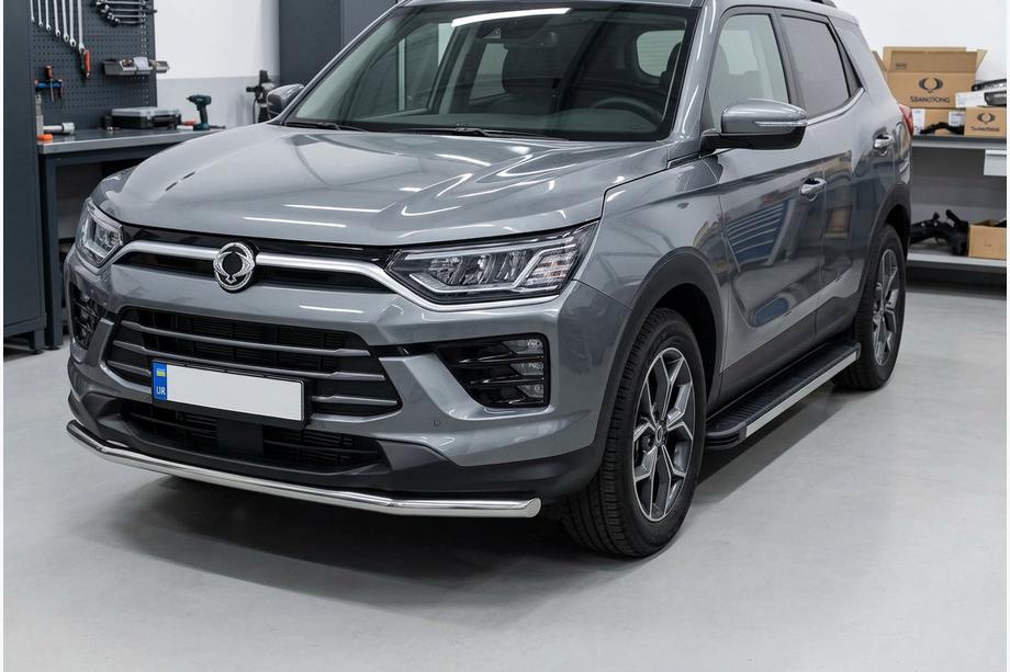 SsangYong Korando 2019- гг. Боковые Подножки Maya V1 (2 шт., Алюминий) Image