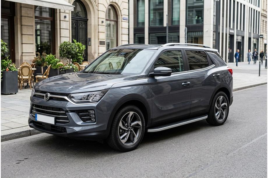 SsangYong Korando 2019- гг. Боковые Подножки Tayga Grey (2 шт., Алюминий) Фото 1