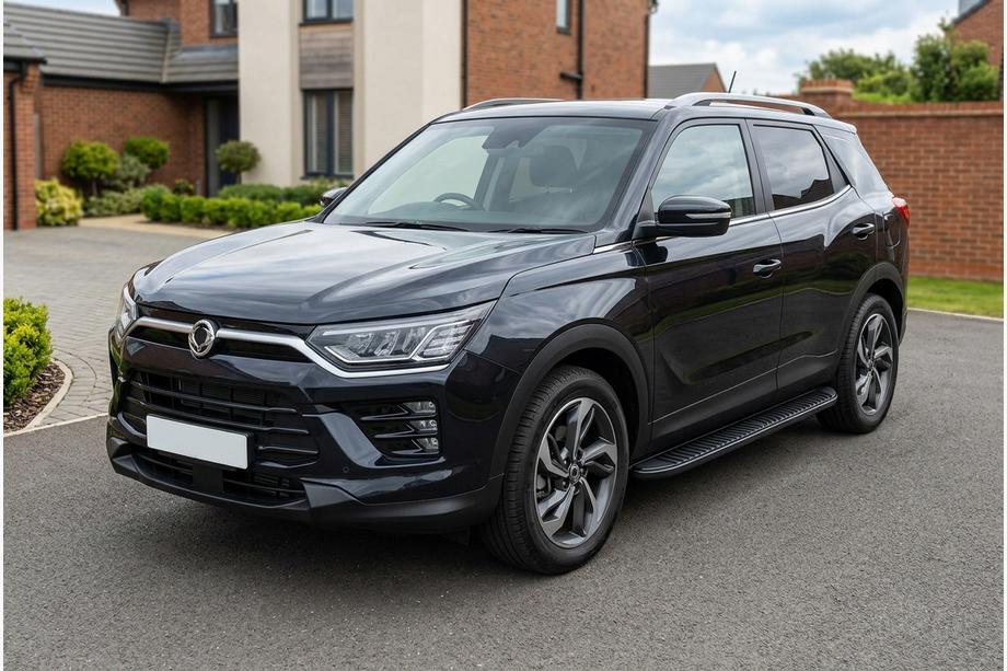 SsangYong Korando 2019- гг. Боковые Подножки Tayga Black (2 шт., Алюминий) Фото 1