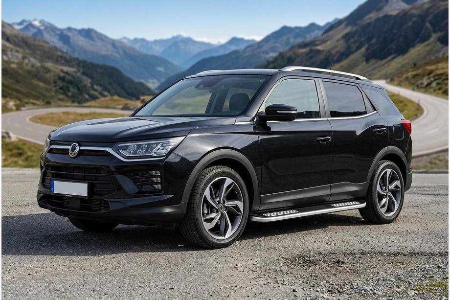 SsangYong Korando 2019- гг. Боковые Подножки Tayga V2 (2 шт., Алюминий) Фото 1