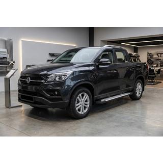 Боковые пороги Allmond Grey (2 шт., алюминий) SsangYong Musso ІІ 2018- гг. фото 1