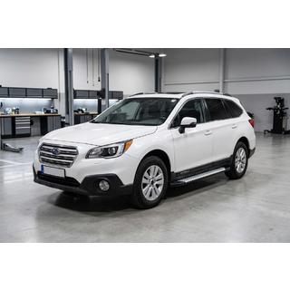 Боковые пороги Allmond Grey (2 шт., алюминий) Subaru Outback 2014-2019 гг. фото 1