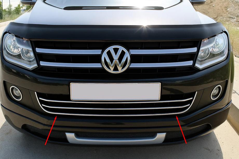 Volkswagen Amarok 2010-2022 гг. Хромированная накладка на передний бампер (1 шт, нержавейка) Image