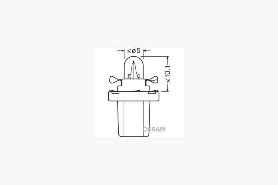 Сигнальная лампа Osram 2721MF 1,2W 12V B8,5d 5X10FS Фото 3