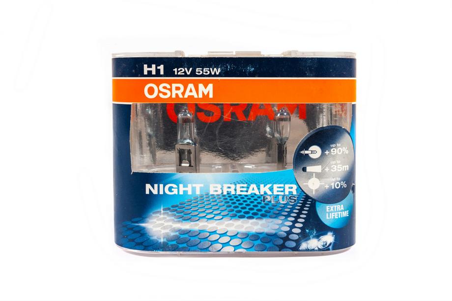 Лампа фары Osram H1 55W 64150NBP Night Breaker Plus Image