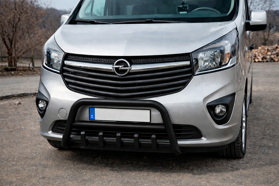 Renault Trafic 2015- гг. Кенгурятник WT003 Черный Нержавейка Image