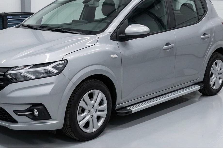 Dacia Sandero 2021- гг. Боковые Подножки Maya V2 (2 шт., Алюминий) Image