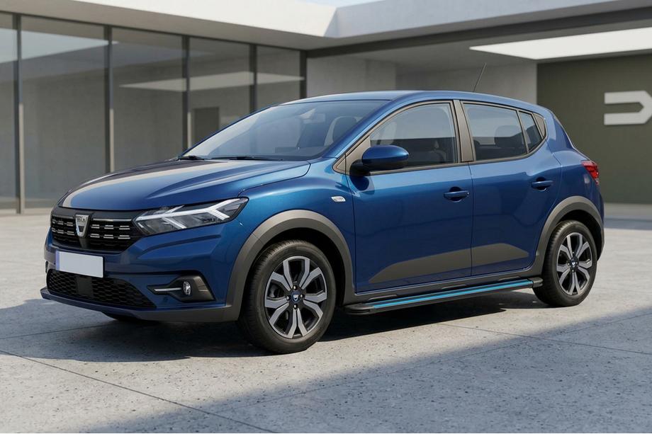 Dacia Sandero 2021- гг. Боковые Подножки Maya Blue (2 шт., Алюминий) Image