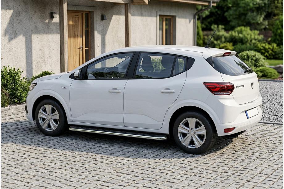 Dacia Sandero 2021- гг. Боковые Подножки Maydos V1 (2 шт., Алюминий) Image