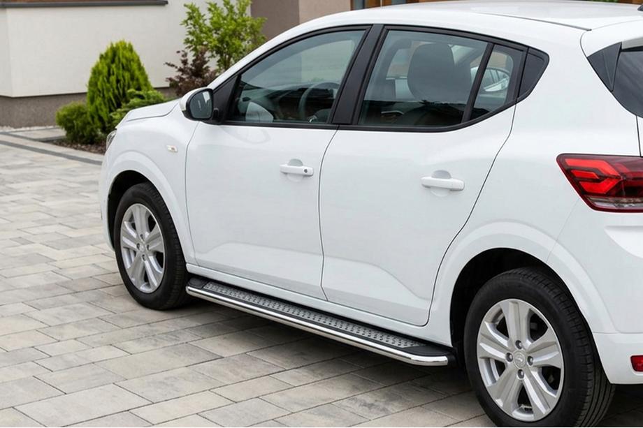 Dacia Sandero 2021- гг. Боковые Подножки Maydos V2 (2 шт., Алюминий) Image