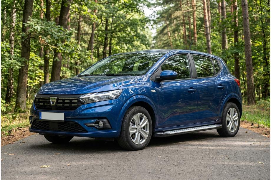 Dacia Sandero 2021- гг. Боковые пороги Allmond Grey (2 шт., алюминий) Image