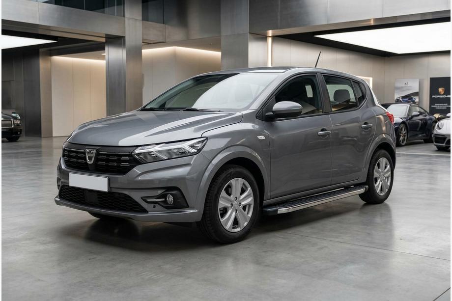 Dacia Sandero 2021- гг. Боковые Подножки BlackLine (2 шт., Алюминий) Image