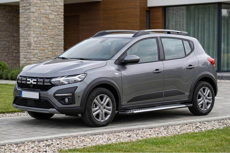 Dacia Sandero 2021- гг. Боковые Подножки Line (2 шт., Алюминий) Image