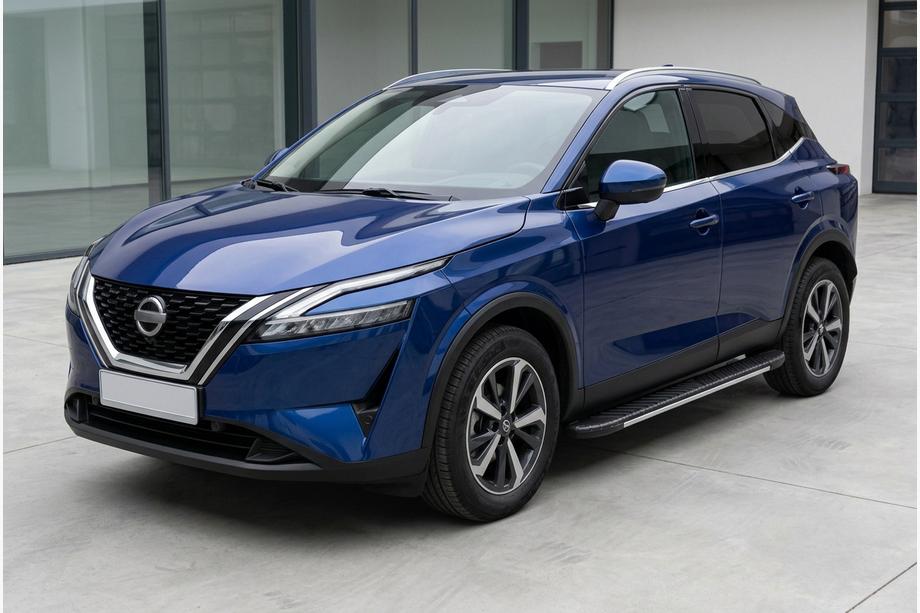 Nissan Qashqai 2021- гг. Боковые пороги Bosphorus Grey (2 шт., алюминий) Фото 1