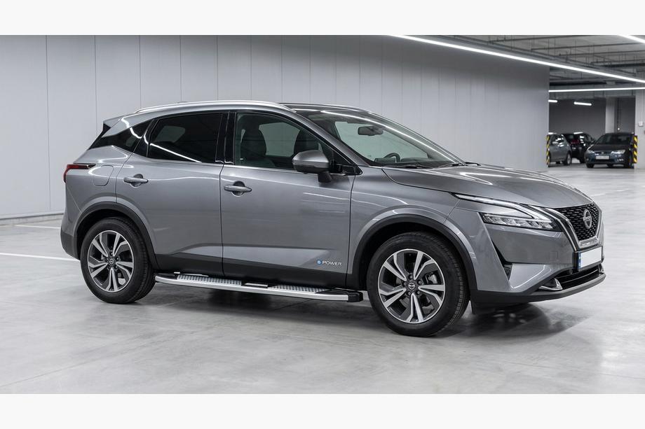 Nissan Qashqai 2021- гг. Боковые Подножки Mevsim Grey (2 шт., Алюминий) Фото 1