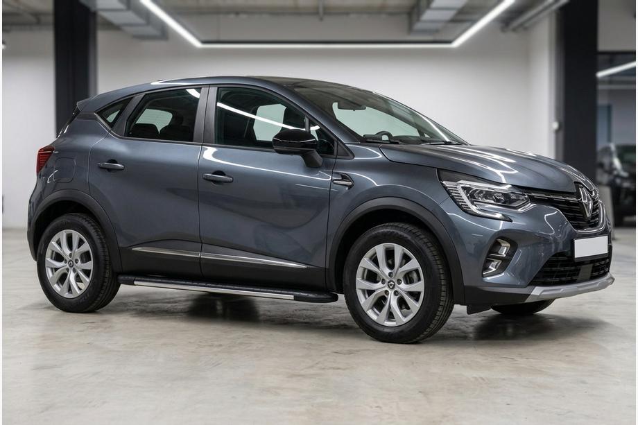 Renault Captur 2019- гг. Боковые пороги Bosphorus Grey (2 шт., алюминий) Image