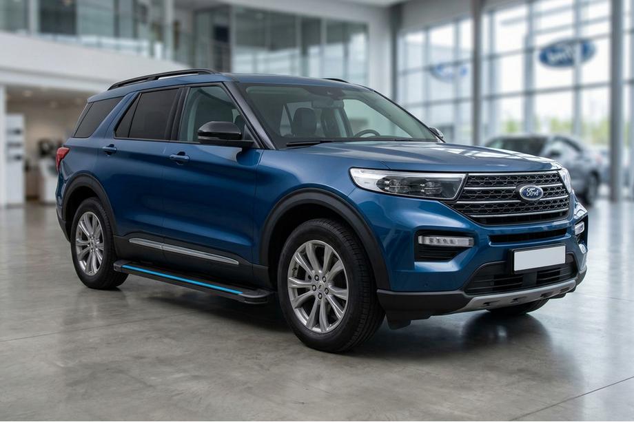 Ford Explorer 2019- гг. Боковые Подножки Maya Blue (2 шт., Алюминий) Image