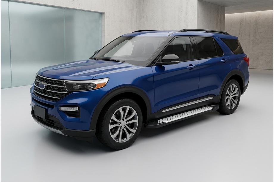 Ford Explorer 2019- гг. Боковые пороги Allmond Grey (2 шт., алюминий) Фото 1