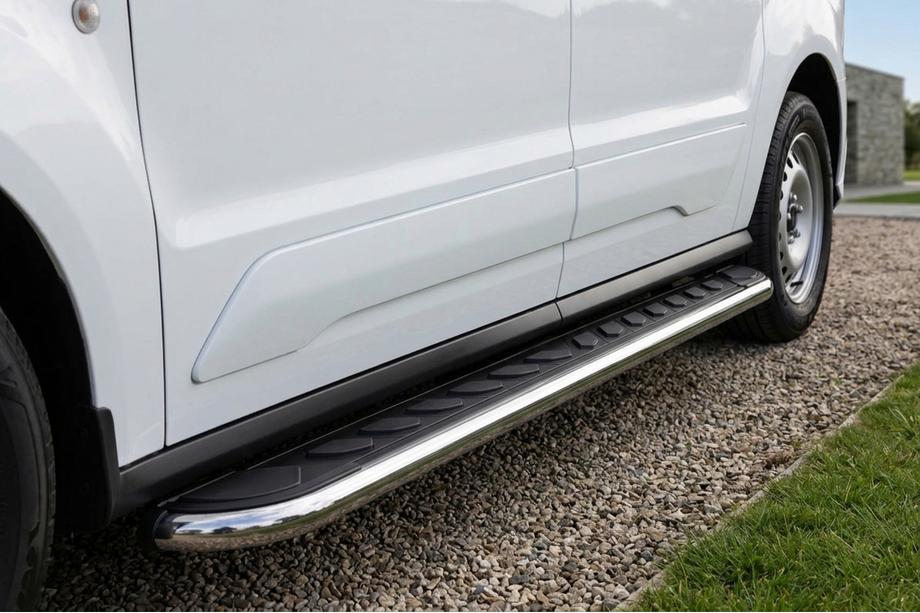 Volkswagen Caddy 2020- гг. Боковые Подножки Maydos V1 (2 шт., Алюминий и Нержавейка) Image