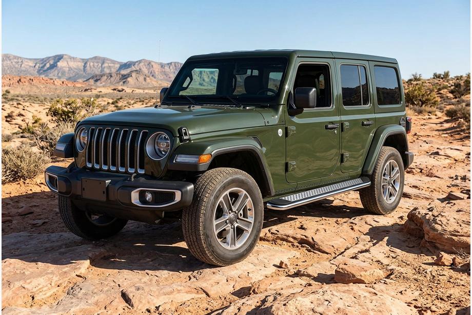 Jeep Wrangler 2018- гг. Боковые Подножки Maydos V2 (2 шт., Алюминий) Image