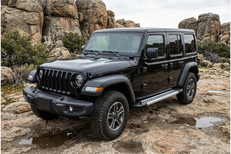 Jeep Wrangler 2018- гг. Боковые Подножки Vision New Grey (2 шт., Алюминий) Image