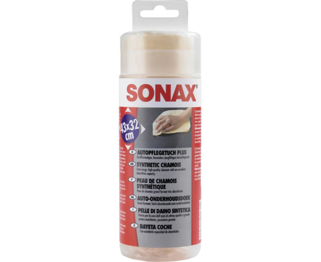 Салфетка из искусственной замши Sonax в тубе 43x32 см для сушки кузова и стекол автомобиля - фото 3