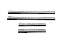 Volkswagen Touareg 2002-2010 гг. Накладки на дверные пороги из нержавейки Carmos V3 (4 шт) фото 2