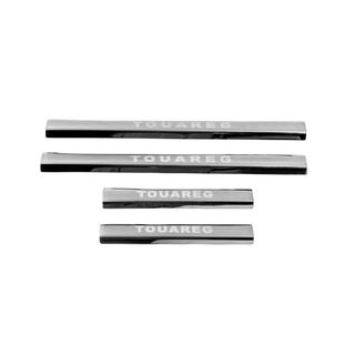 Накладки на дверные пороги из нержавейки Carmos V3 (4 шт) Volkswagen Touareg 2002-2010 гг. фото 2